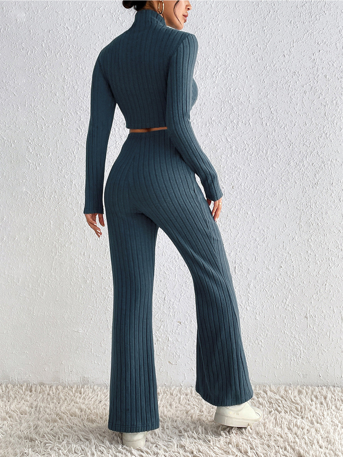 Cropped Sweater & High Waist Pants Set