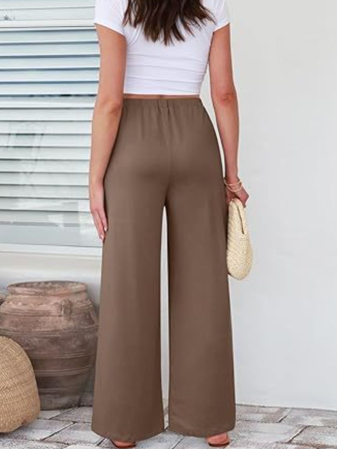 Elastic Wide Leg Pants