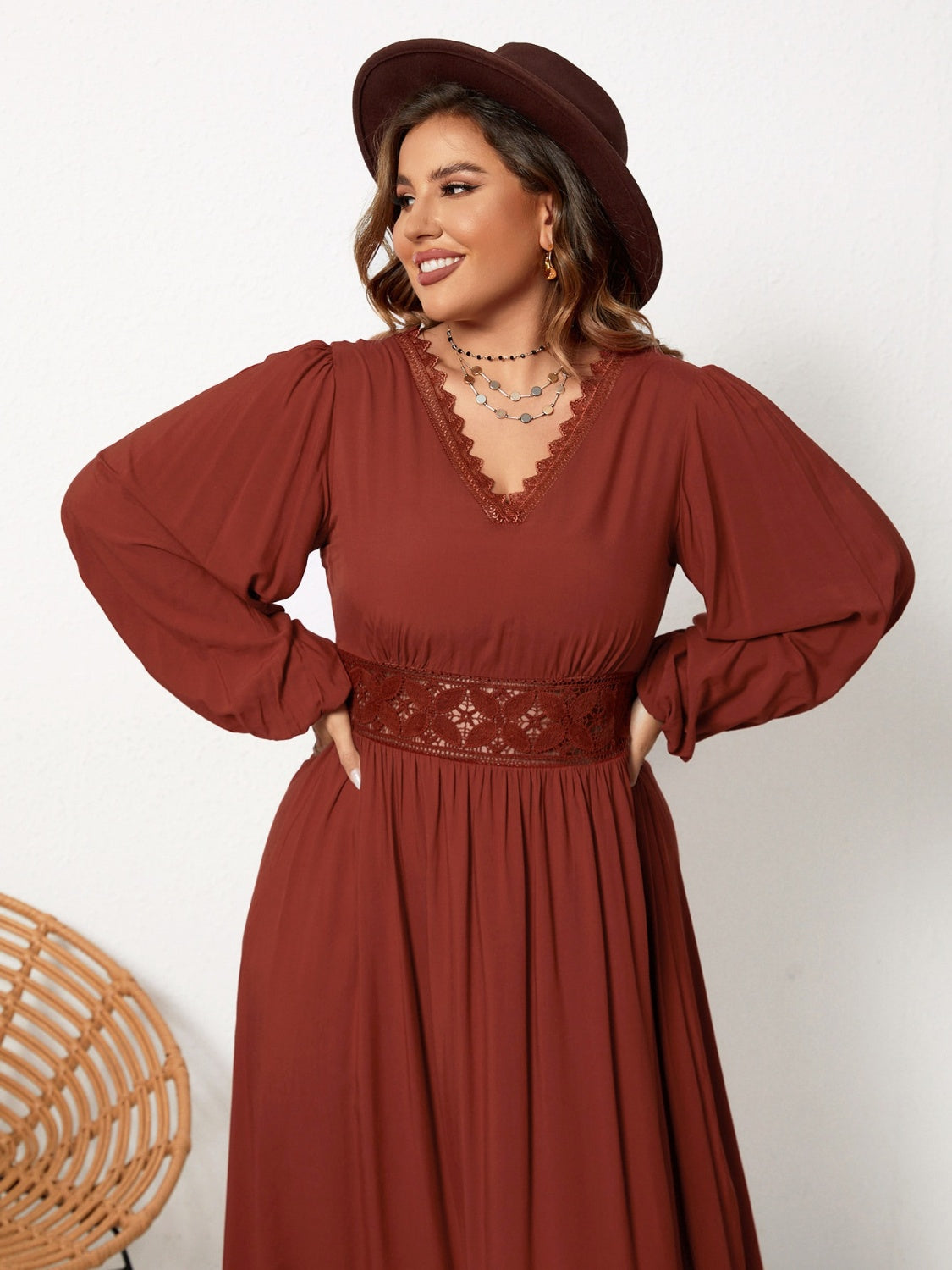 (PS) Lace Balloon Sleeve Dress