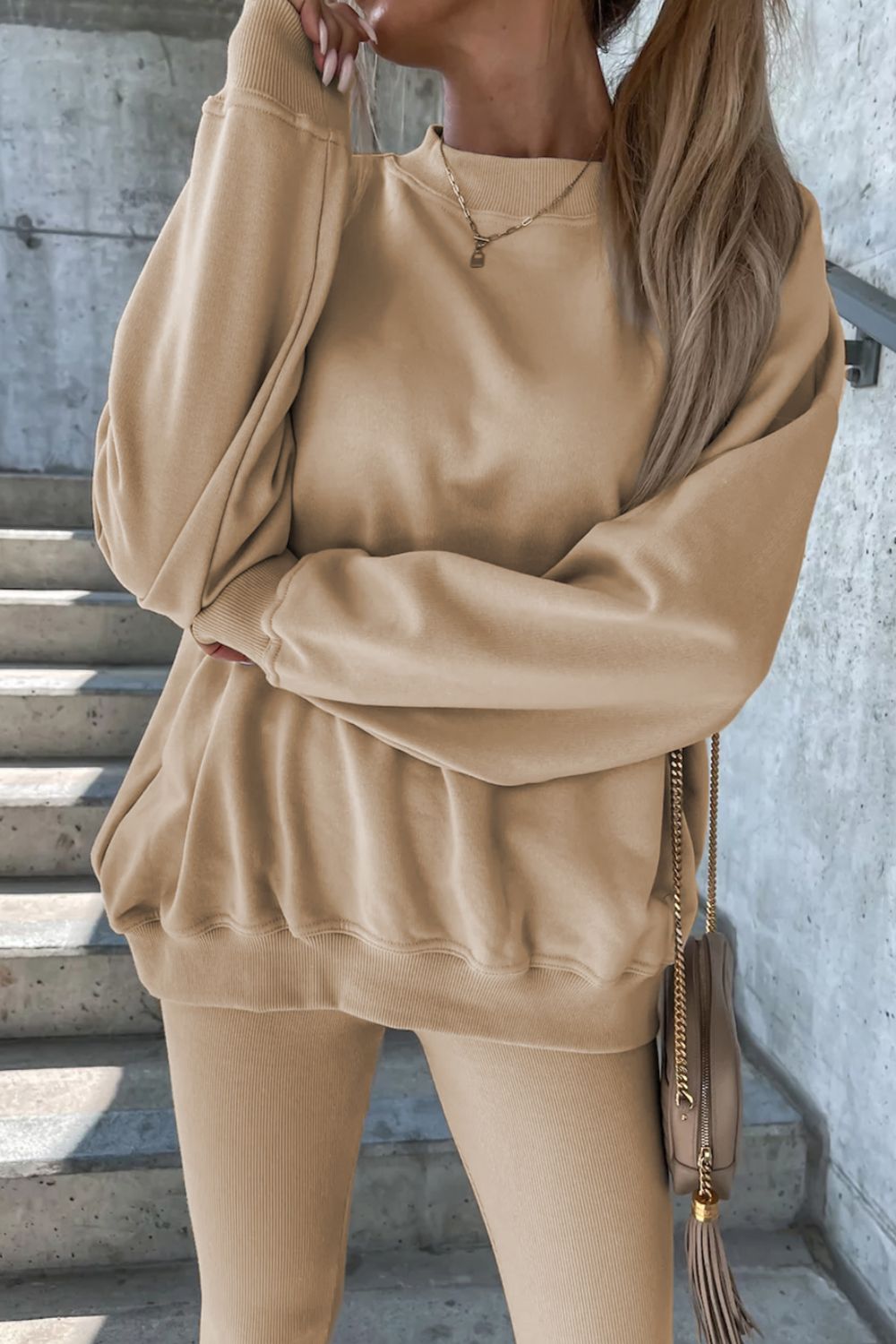 Shoulder Sweatshirt & Pants Set