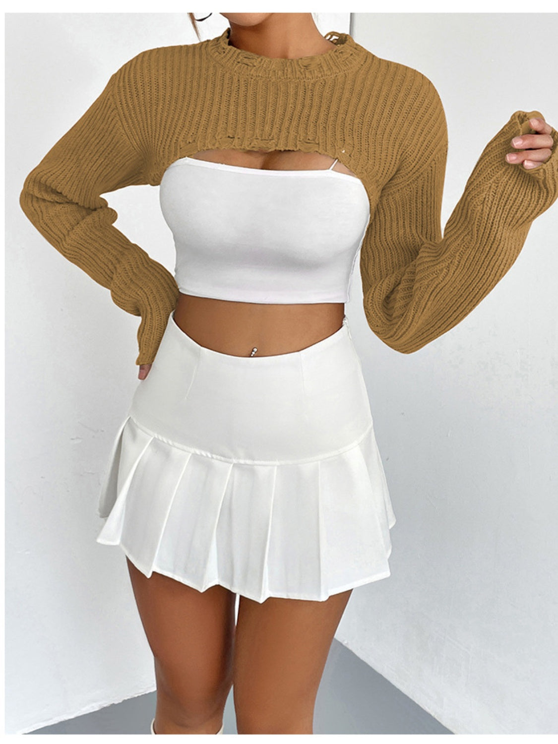 Distressed Cropped Sweater