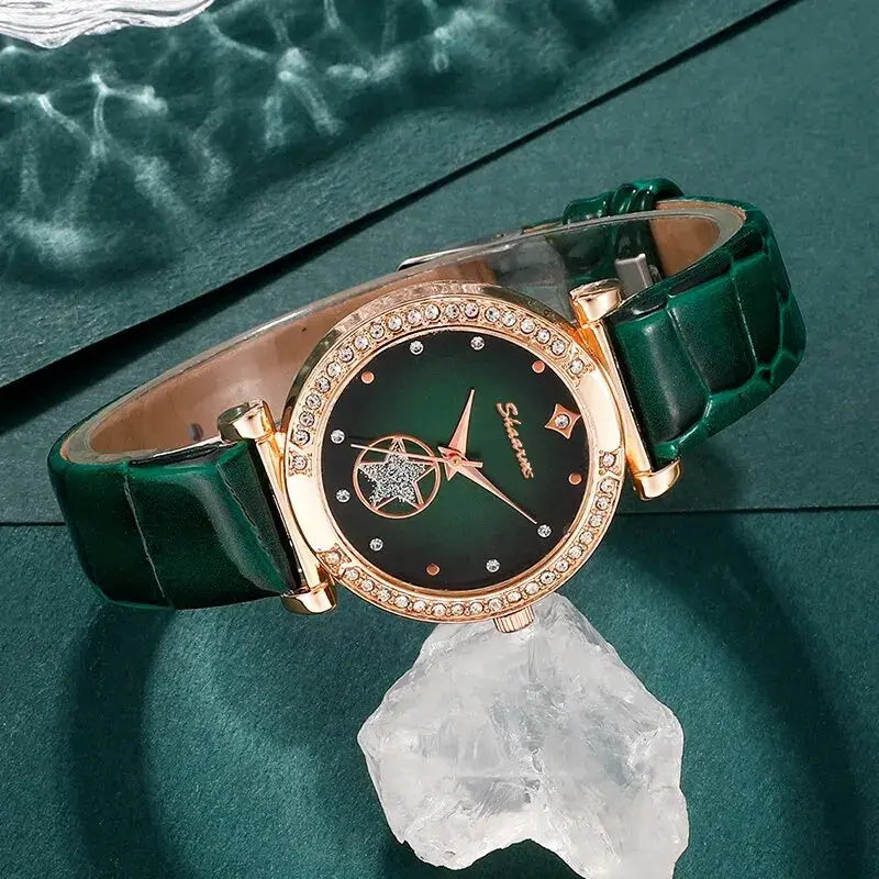 Green Quartz Wristwatch Set