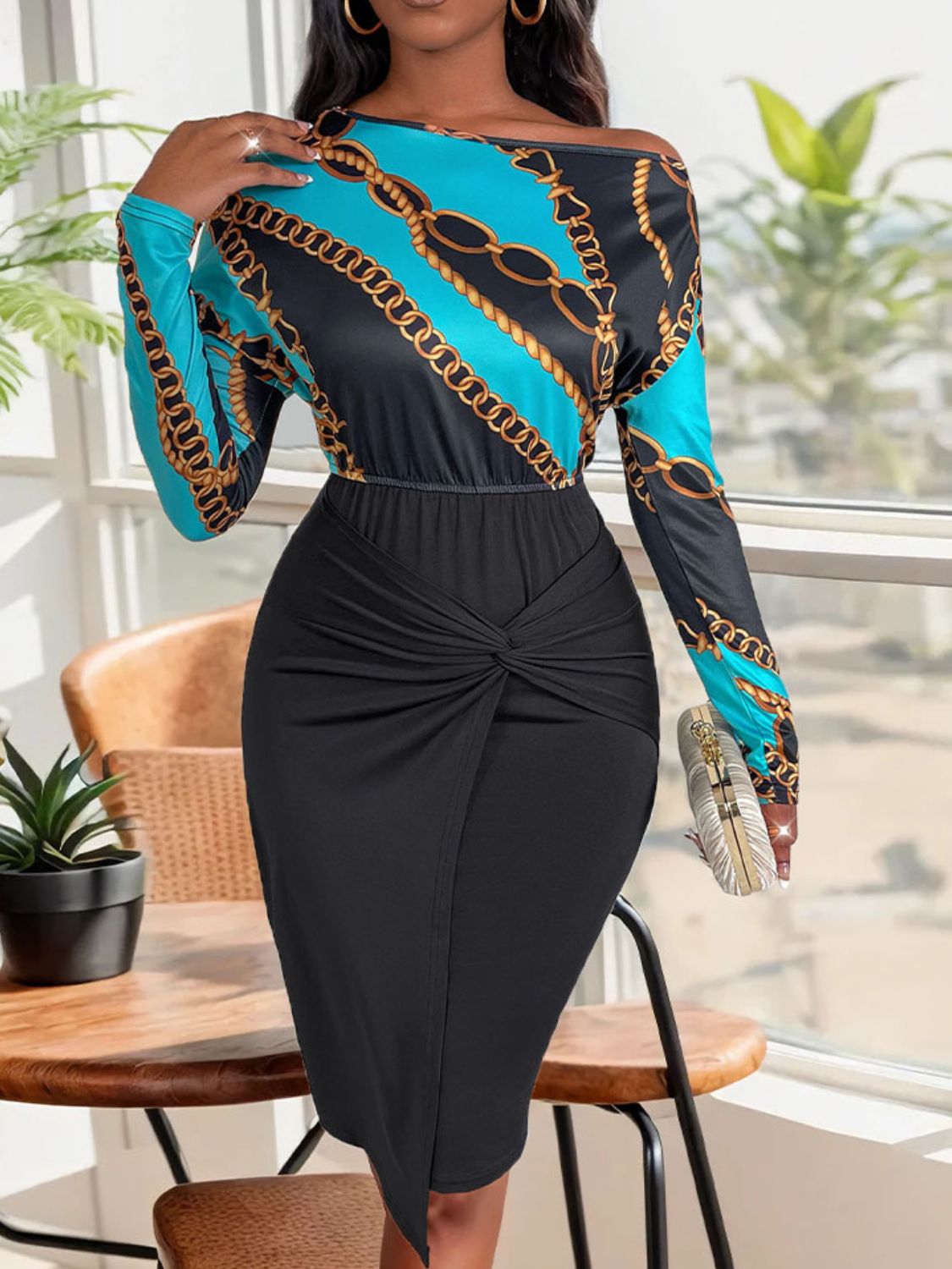 Perfee Twisted Printed Dress