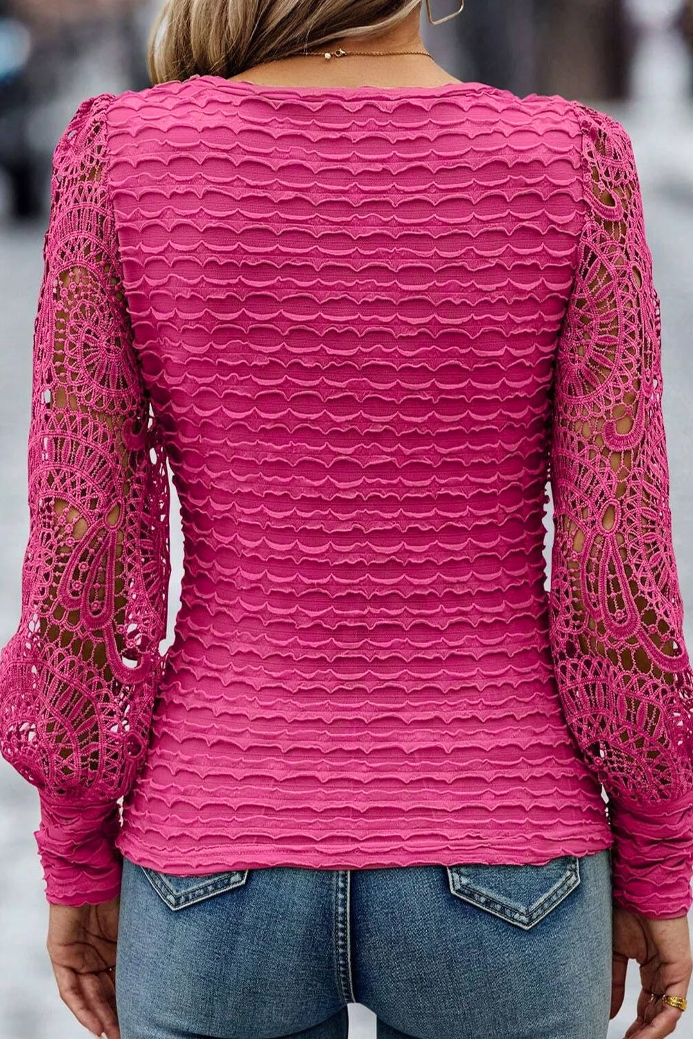 Openwork Scoop Blouse