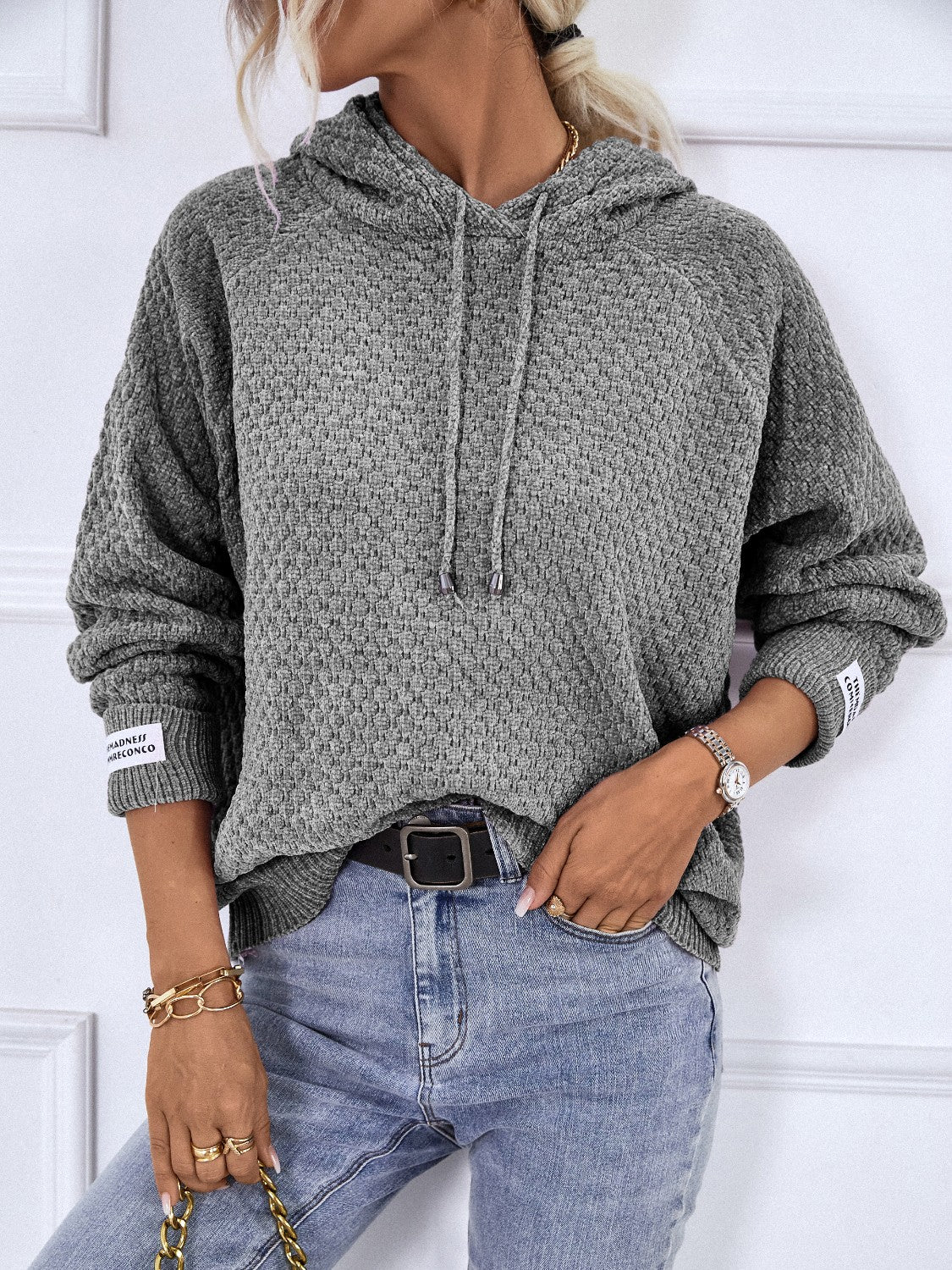 Texture Hooded Sweater