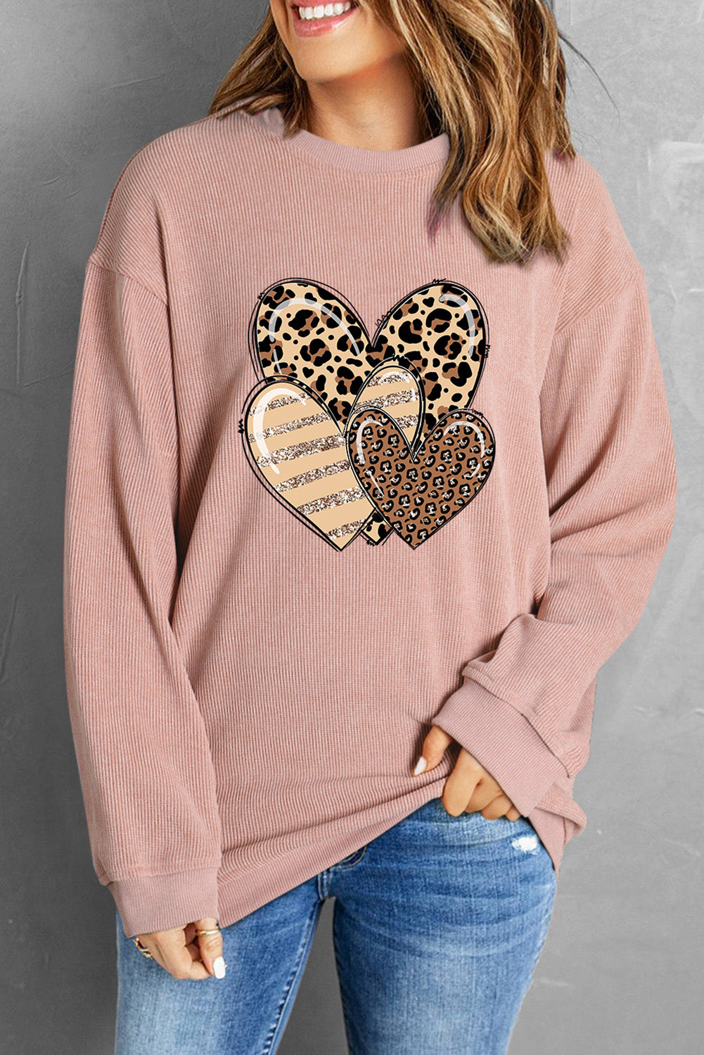 Heart Ribbed Sweatshirt
