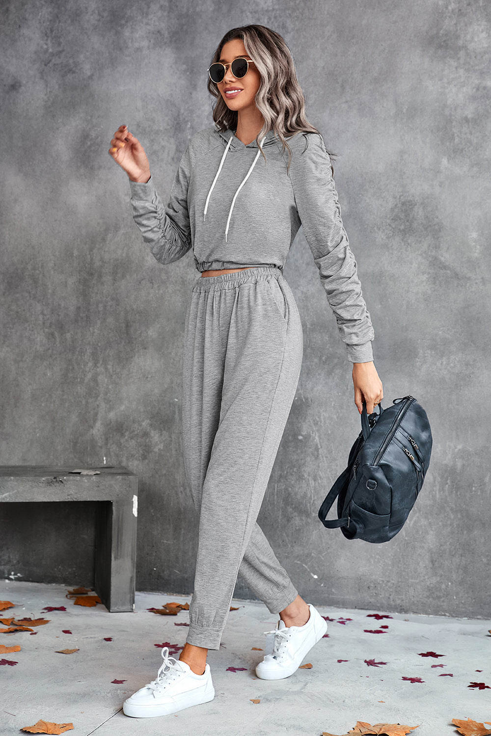 Ruched Hoodie & Joggers Set