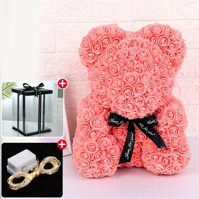 Rose Bear w/ LED Light Gift Box