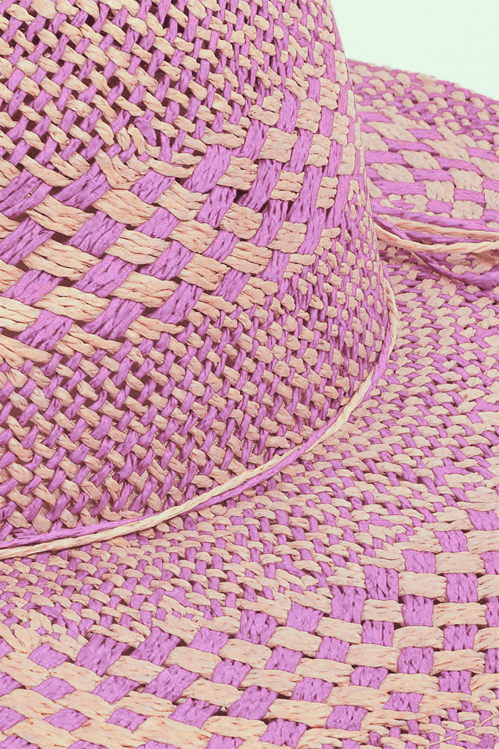 Checkered Straw Sun Hat
