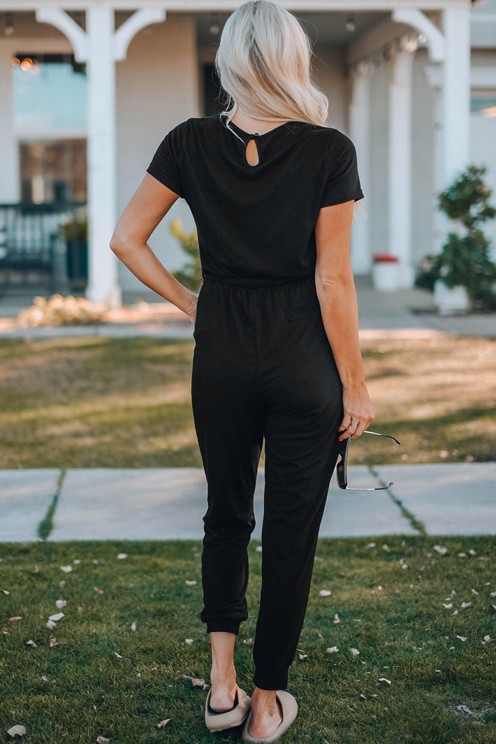 V-Neck Jogger Jumpsuit