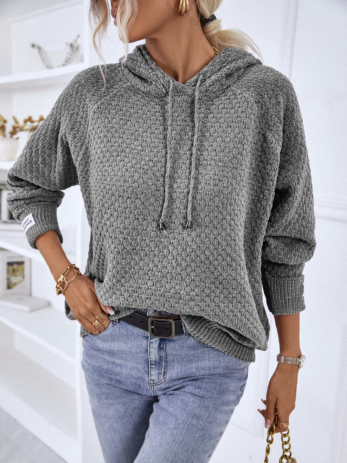 Texture Hooded Sweater