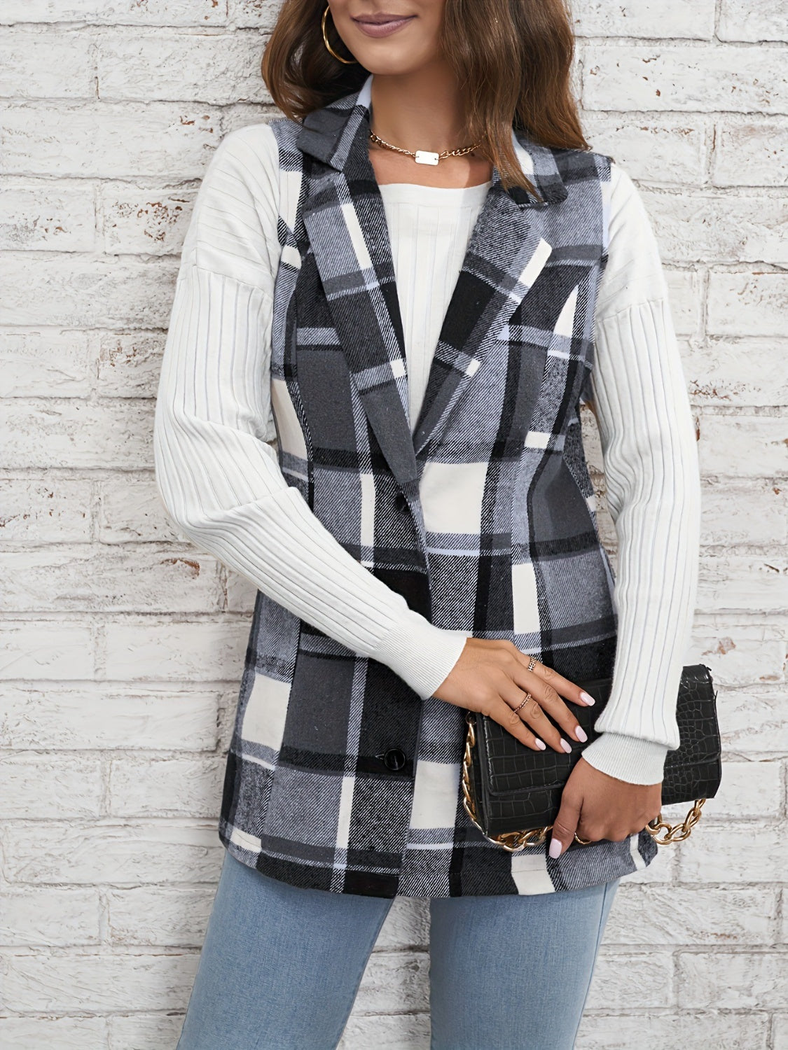Plaid Button Vest