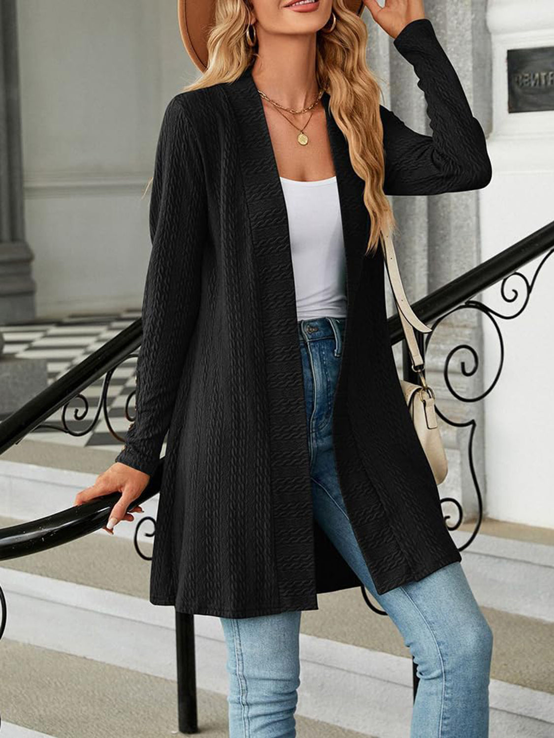 Long Open Sleeve Cardigan