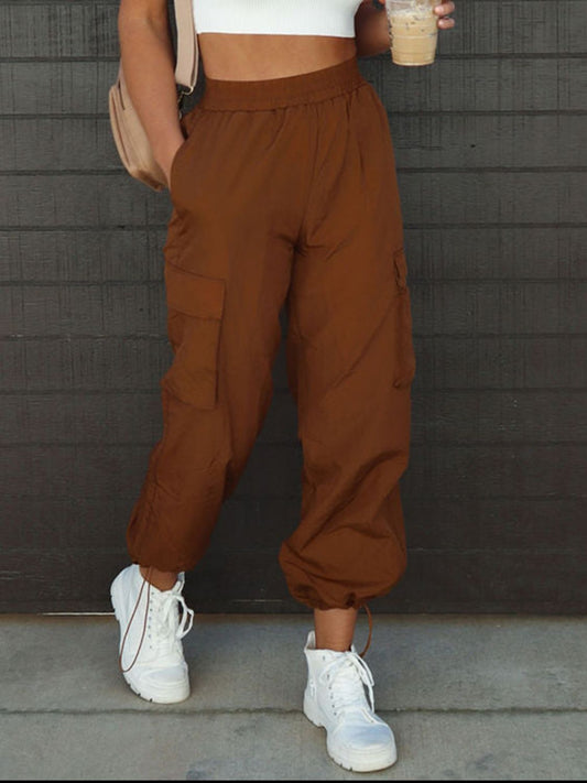 High Waist Drawstring Pants w/ Pockets