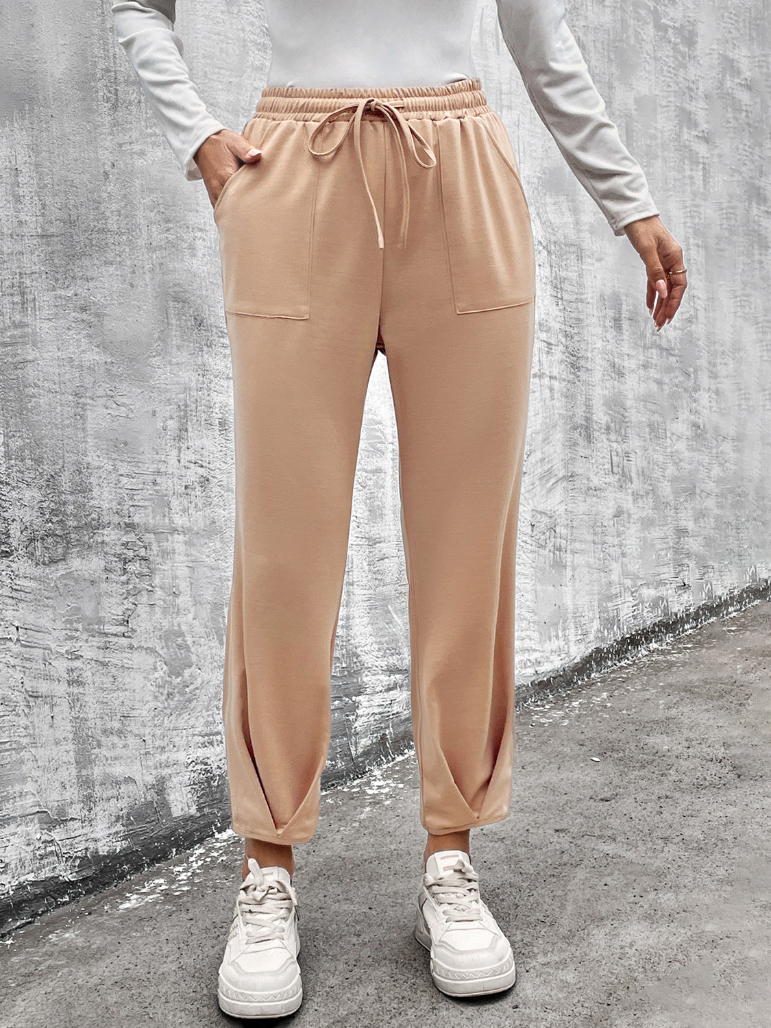 Drawstring Straight Pants w/ Pockets