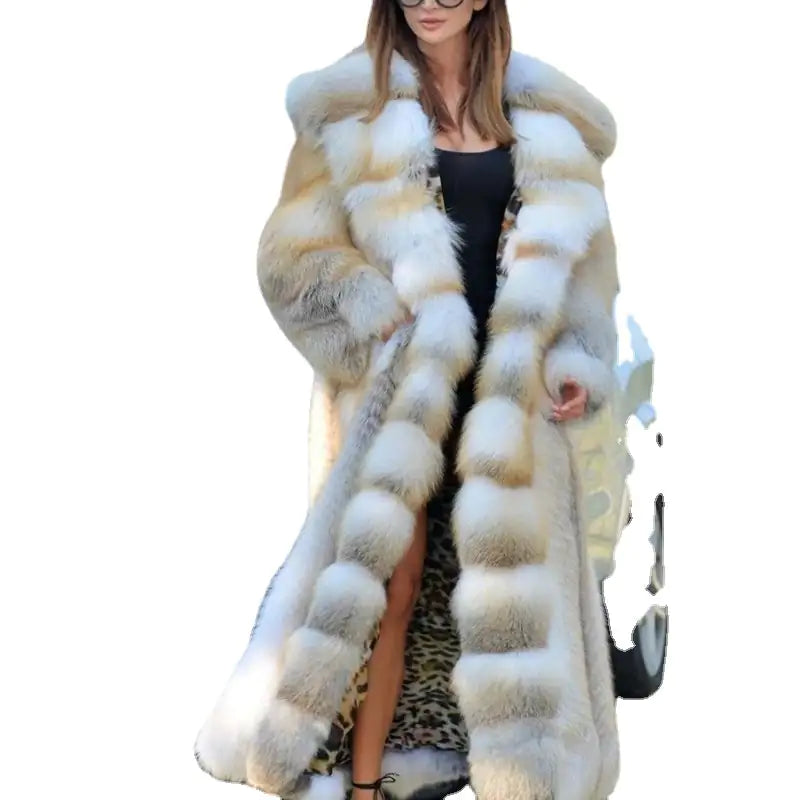 Mid-Length Coat With Hooded Faux Fur