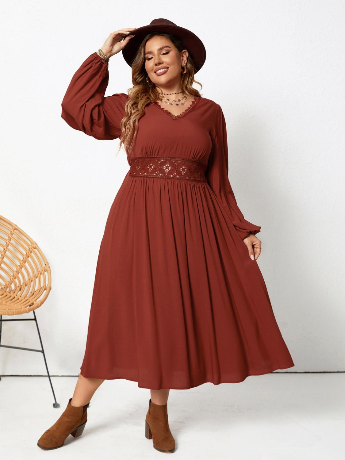 (PS) Lace Balloon Sleeve Dress