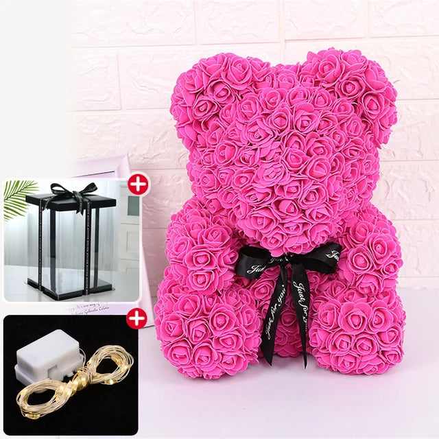 Rose Bear w/ LED Light Gift Box
