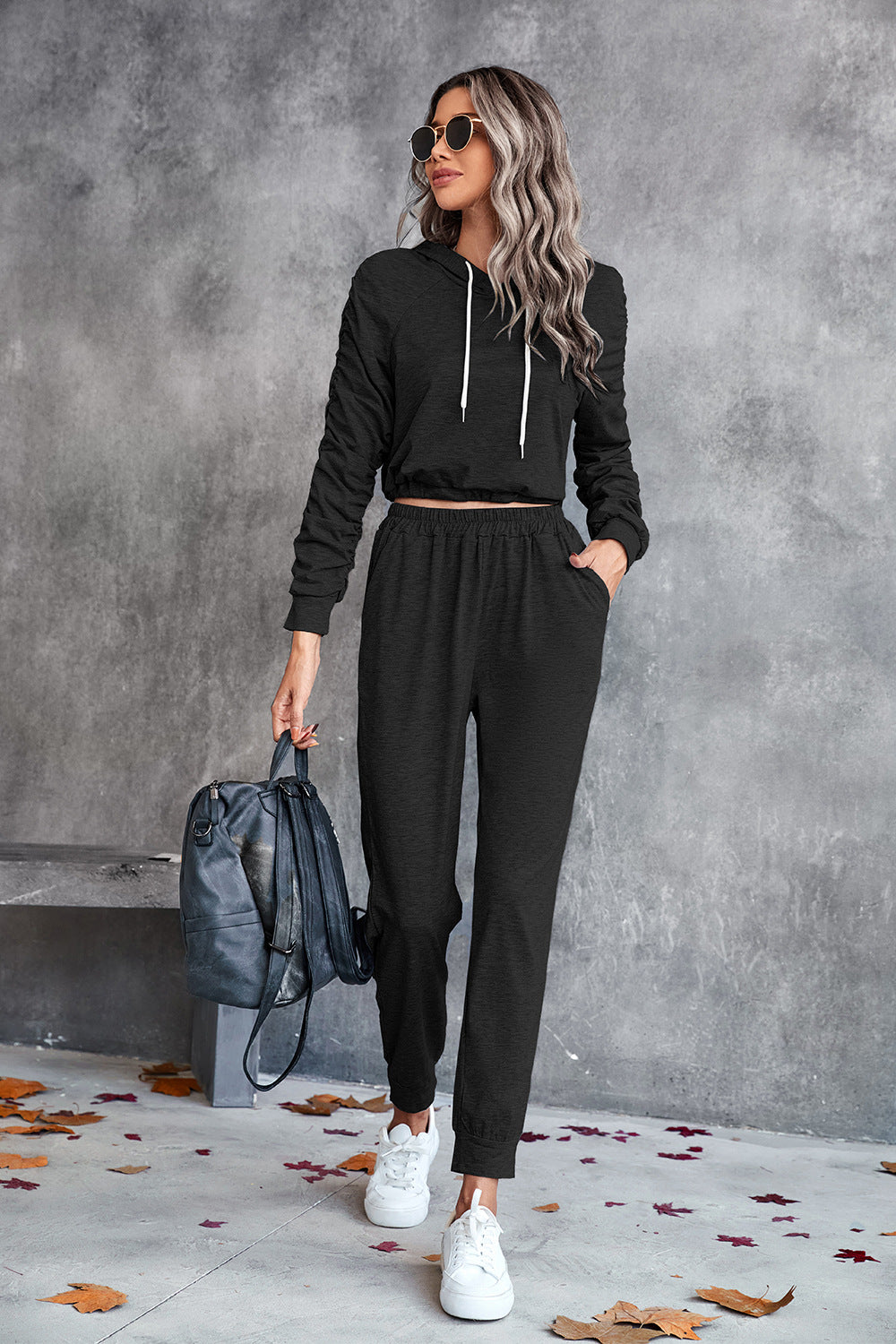 Ruched Hoodie & Joggers Set