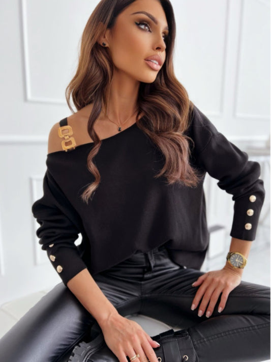 Off Shoulder Buttoned Top