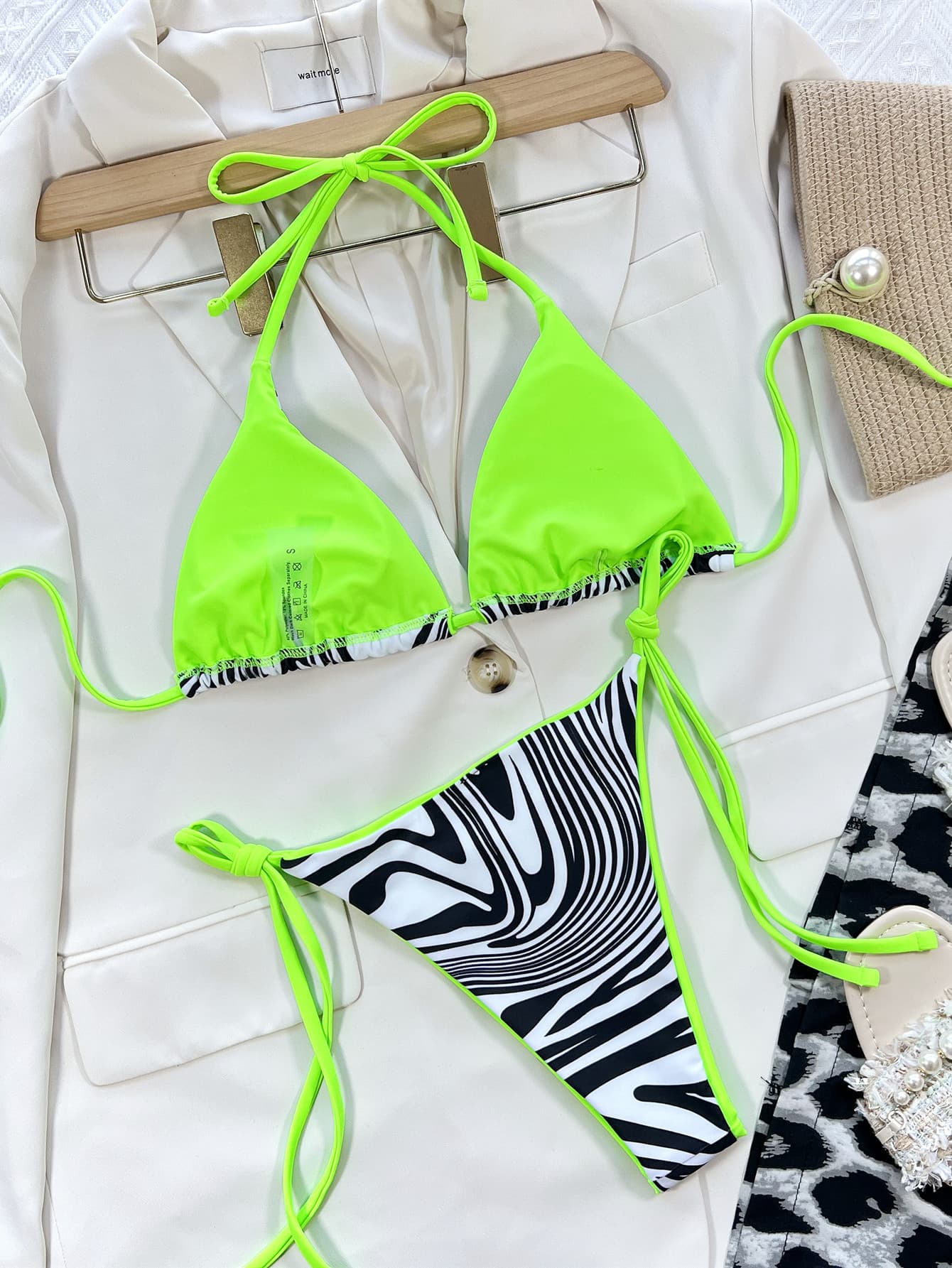 Zebra Halter Bikini Set
