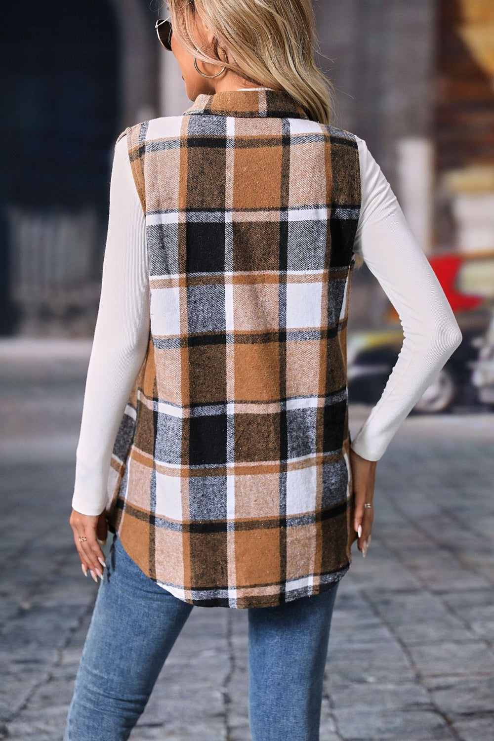 Plaid Button Up Vest