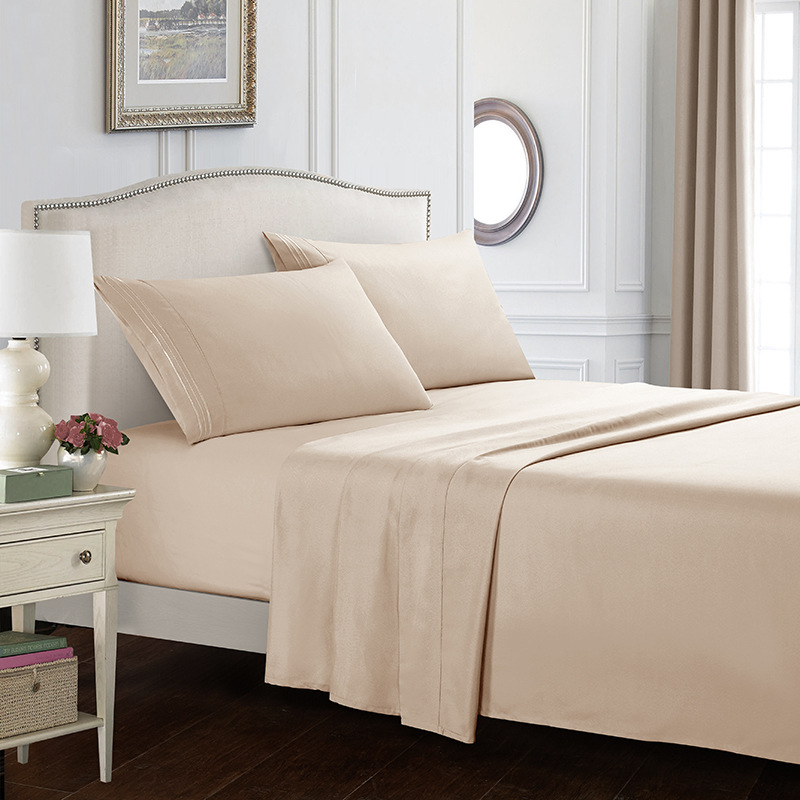 Queen Size Four-piece Set Embroidered Solid Color Bed Goods