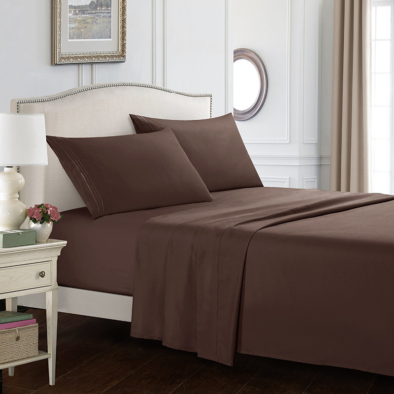 Queen Size Four-piece Set Embroidered Solid Color Bed Goods