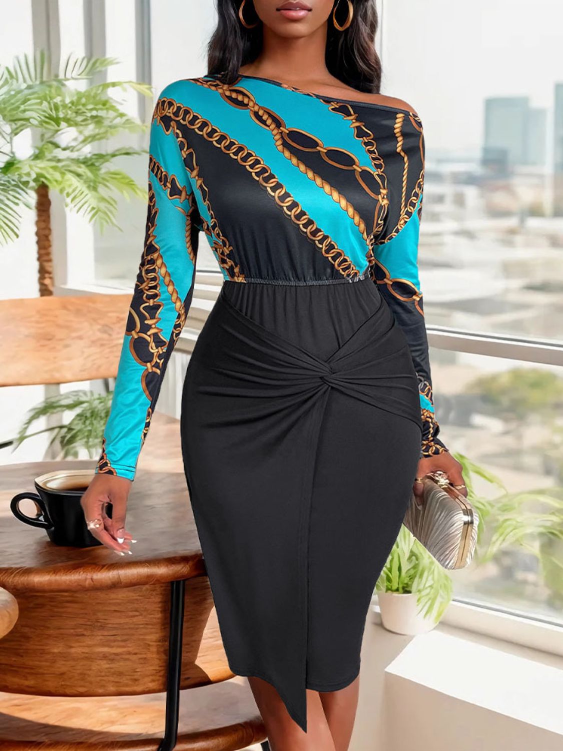 Perfee Twisted Printed Dress