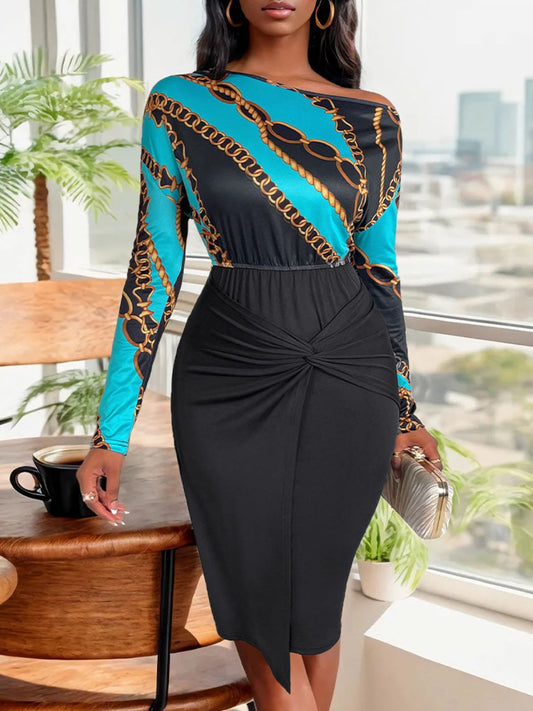 Perfee Twisted Printed Dress