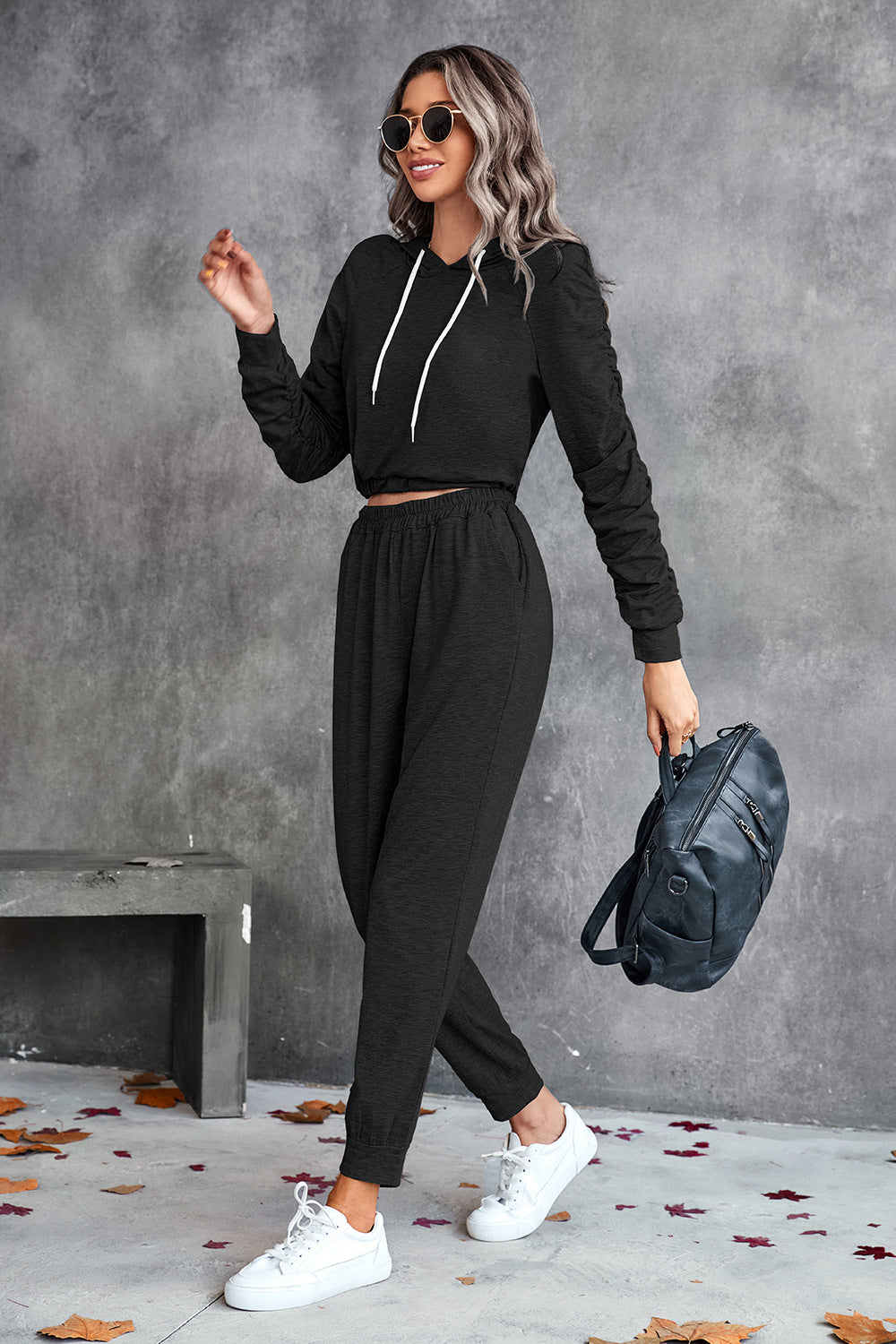 Ruched Hoodie & Joggers Set