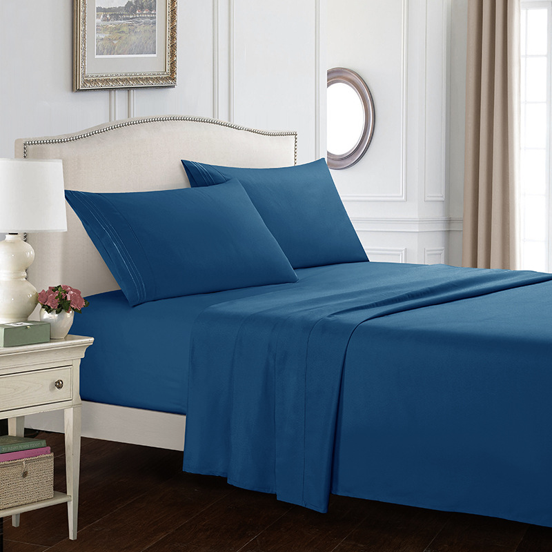 Queen Size Four-piece Set Embroidered Solid Color Bed Goods