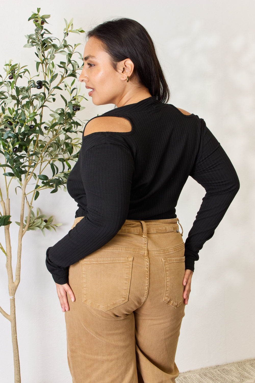 Culture Surplice Cold Shoulder Top
