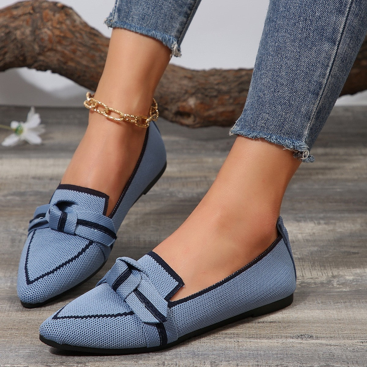 Blue Bow Loafers