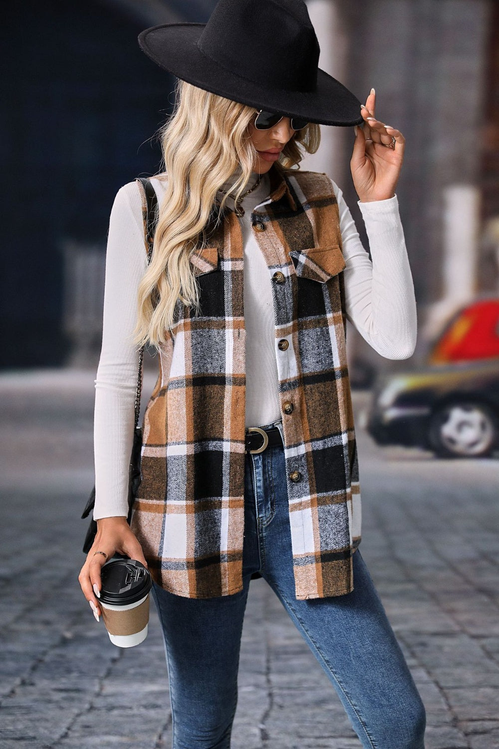 Plaid Button Up Vest