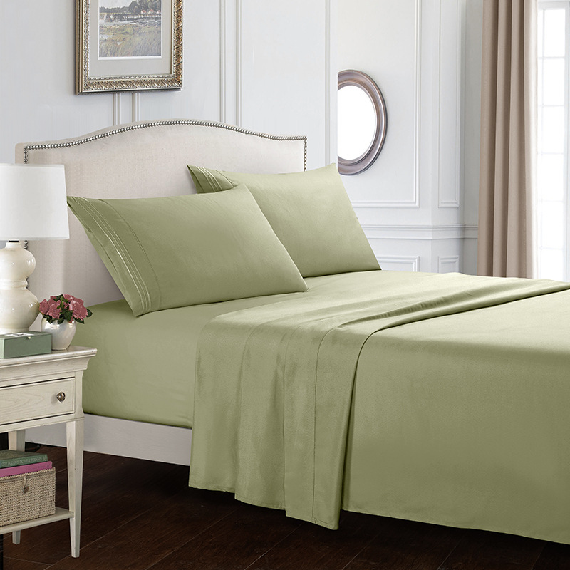 Queen Size Four-piece Set Embroidered Solid Color Bed Goods