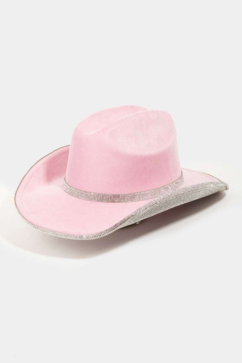 The Rhinestone Trim & Faux Suede Cowgirl Hat