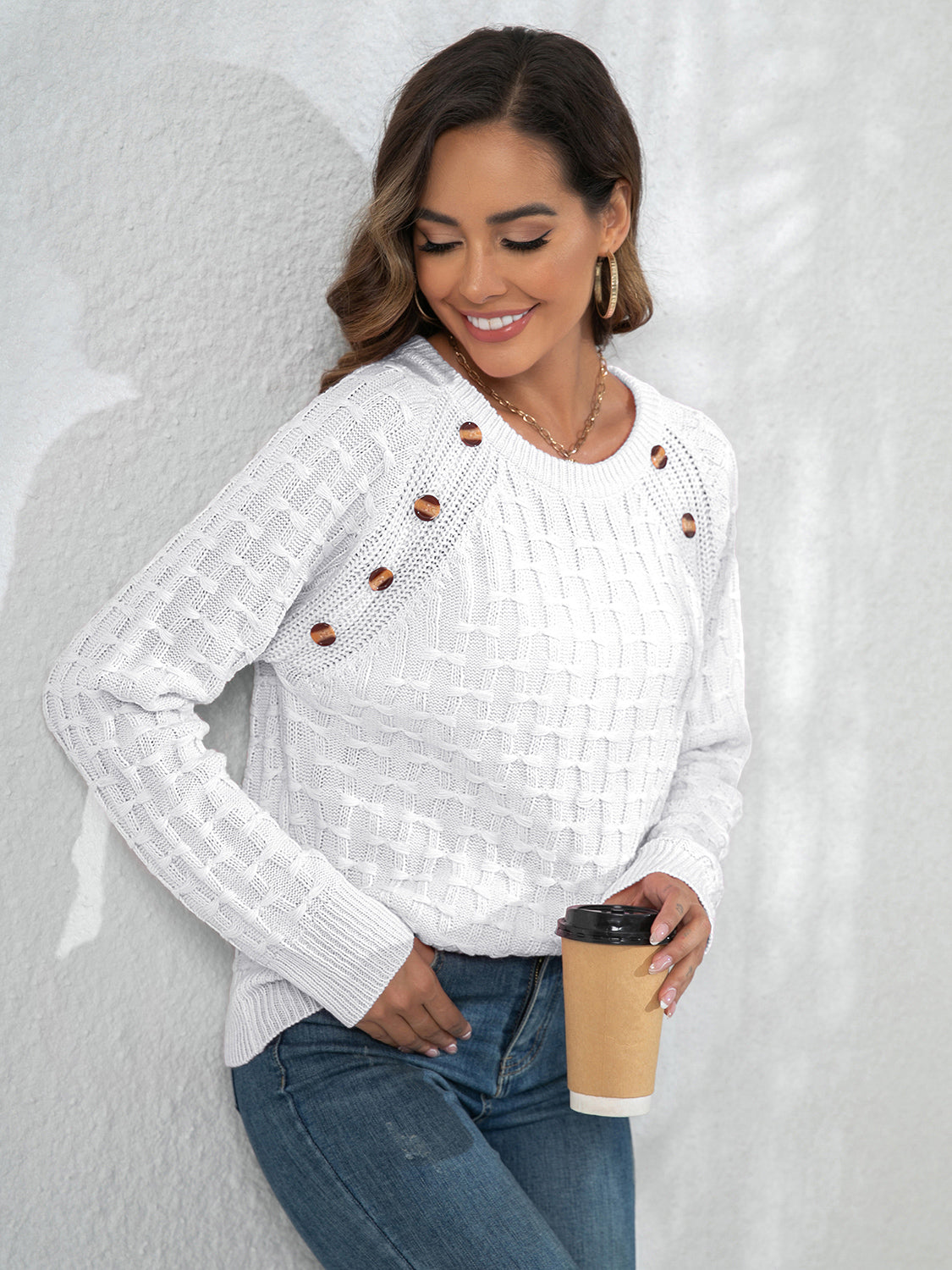 Decorative Button Sweater