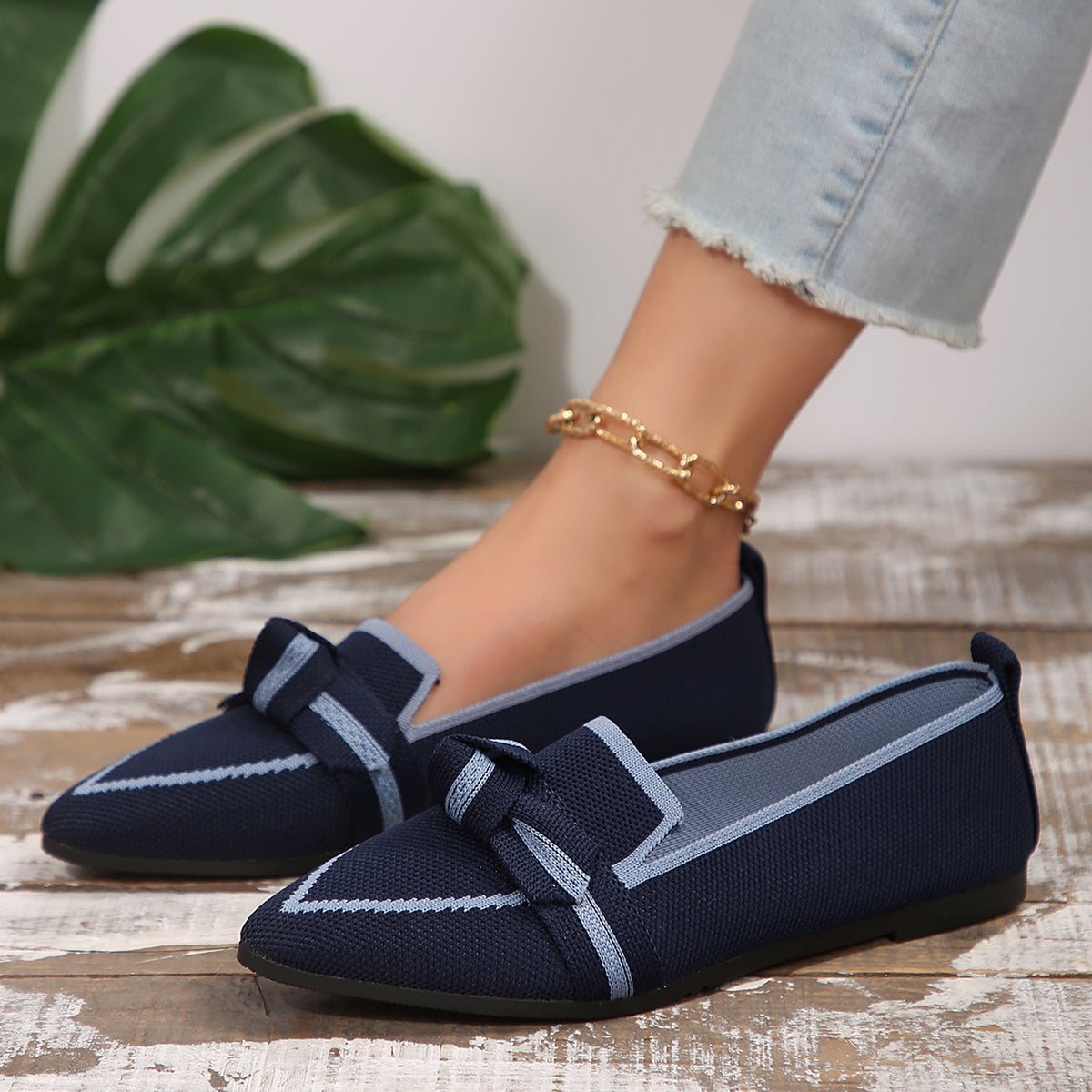 Blue Bow Loafers