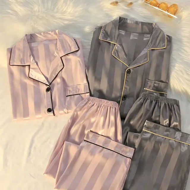 Couple's Silk Pajamas Set