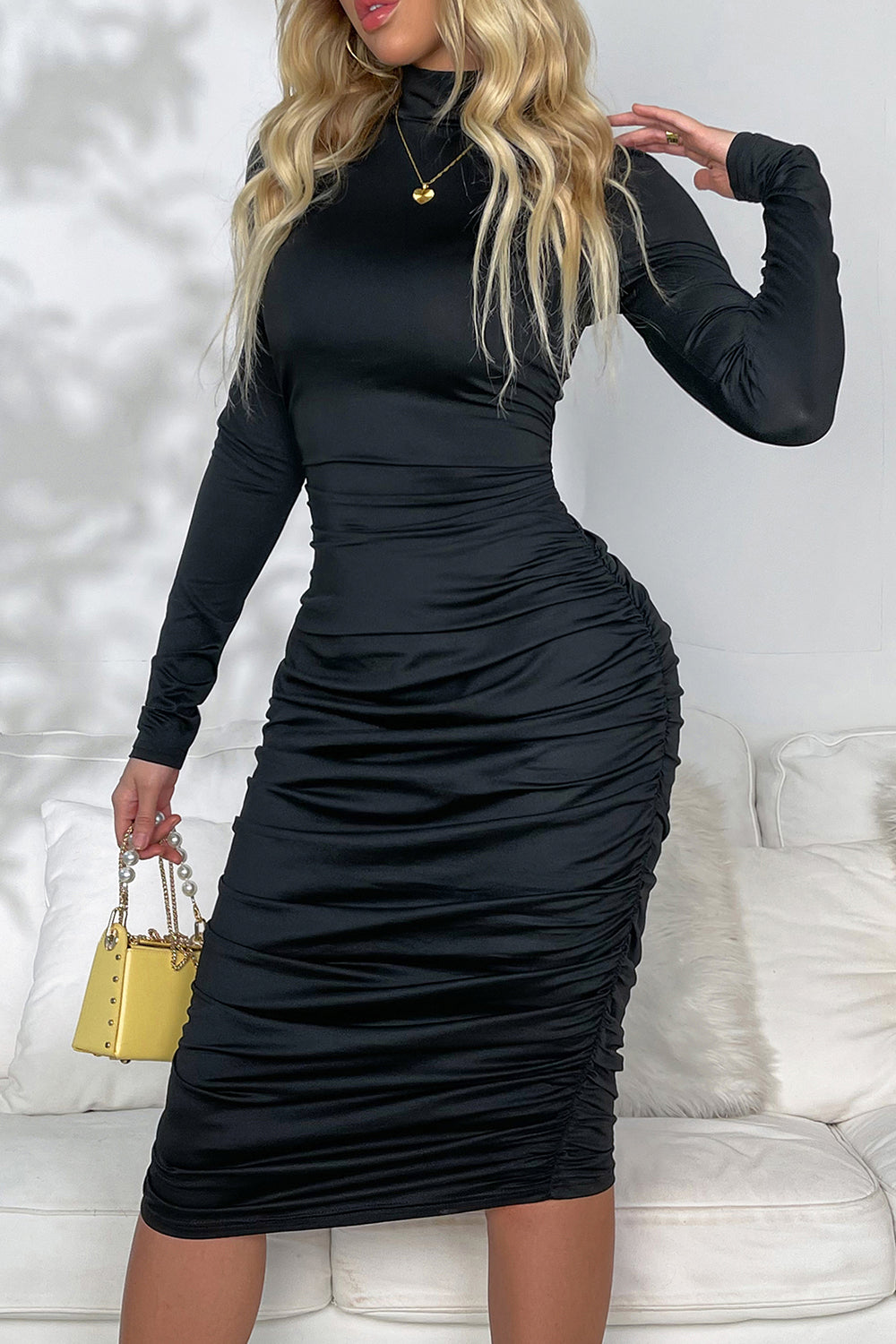 Ruched Long Sleeve Dress