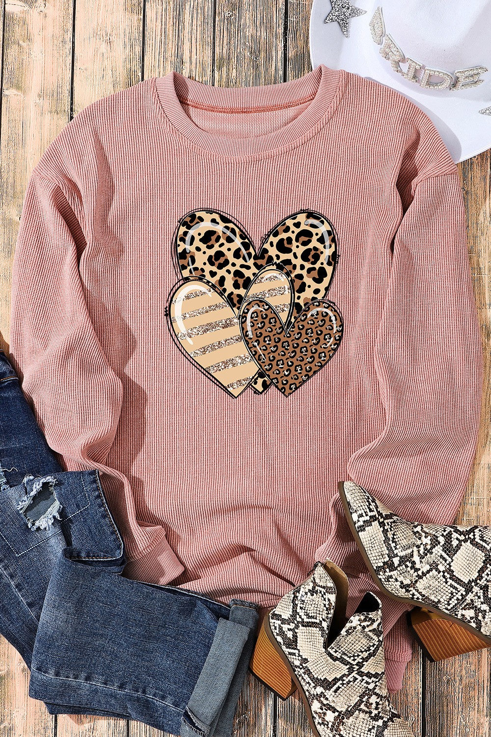 Heart Ribbed Sweatshirt