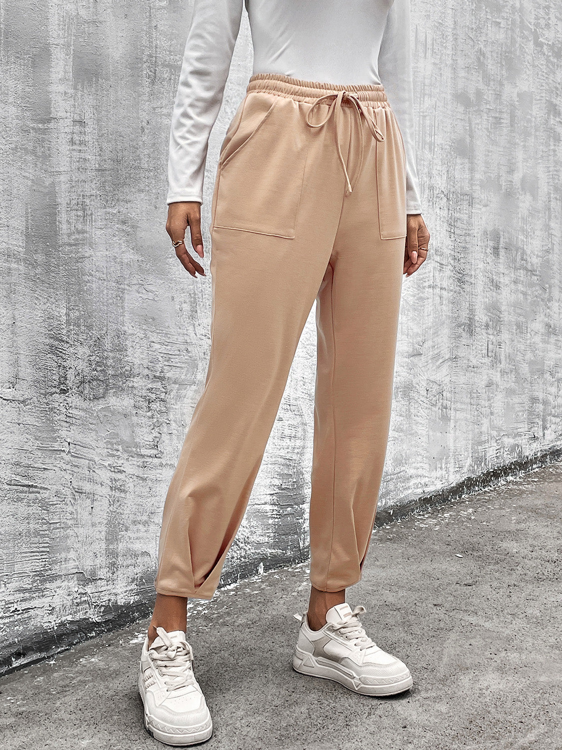 Drawstring Straight Pants w/ Pockets
