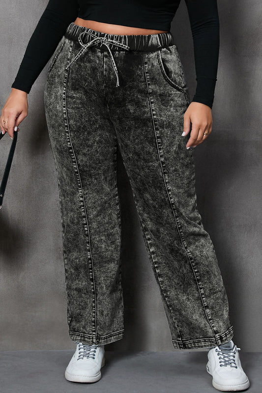 (PS) Drawstring Pocketed Jeans