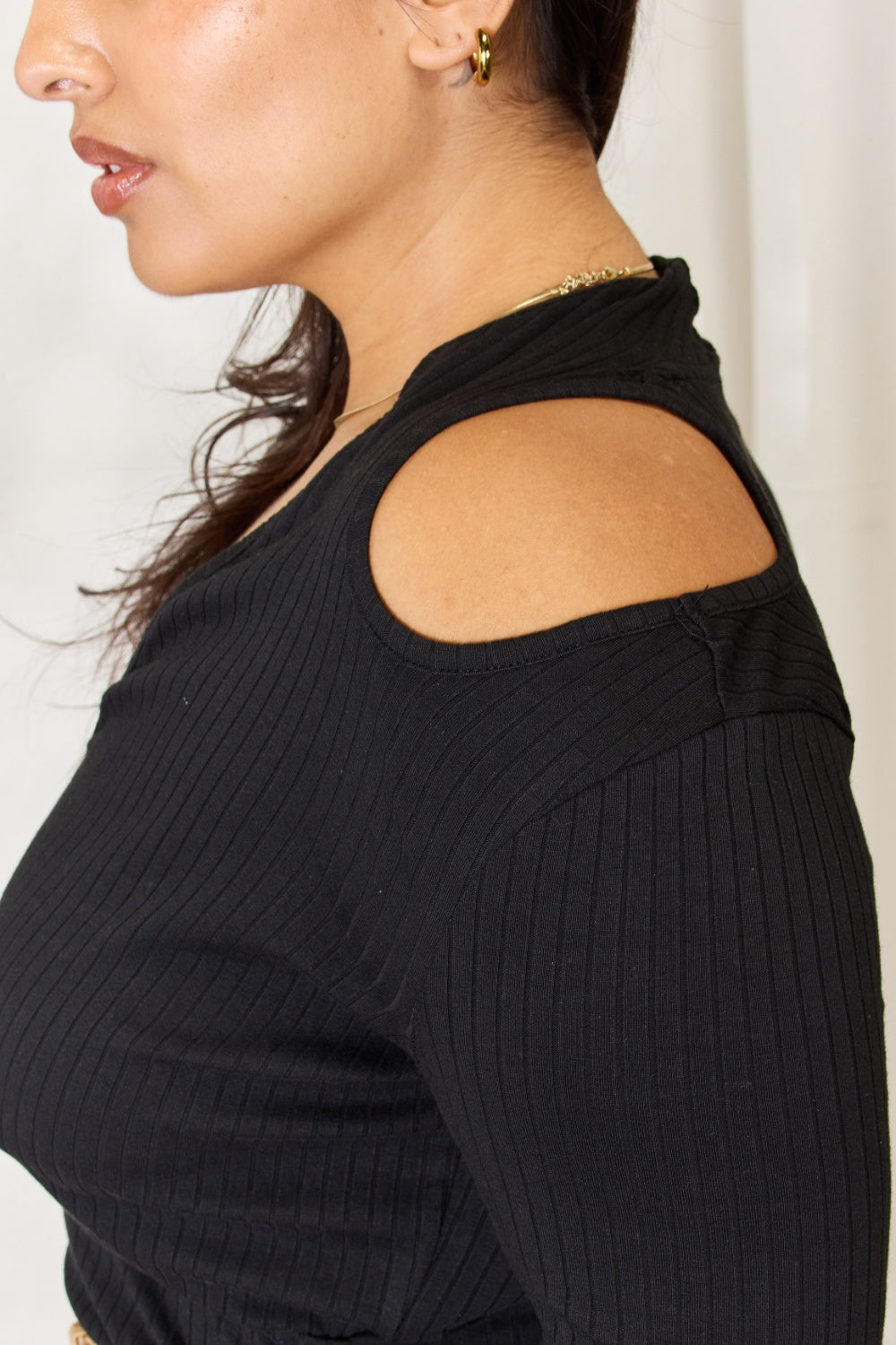 Culture Surplice Cold Shoulder Top
