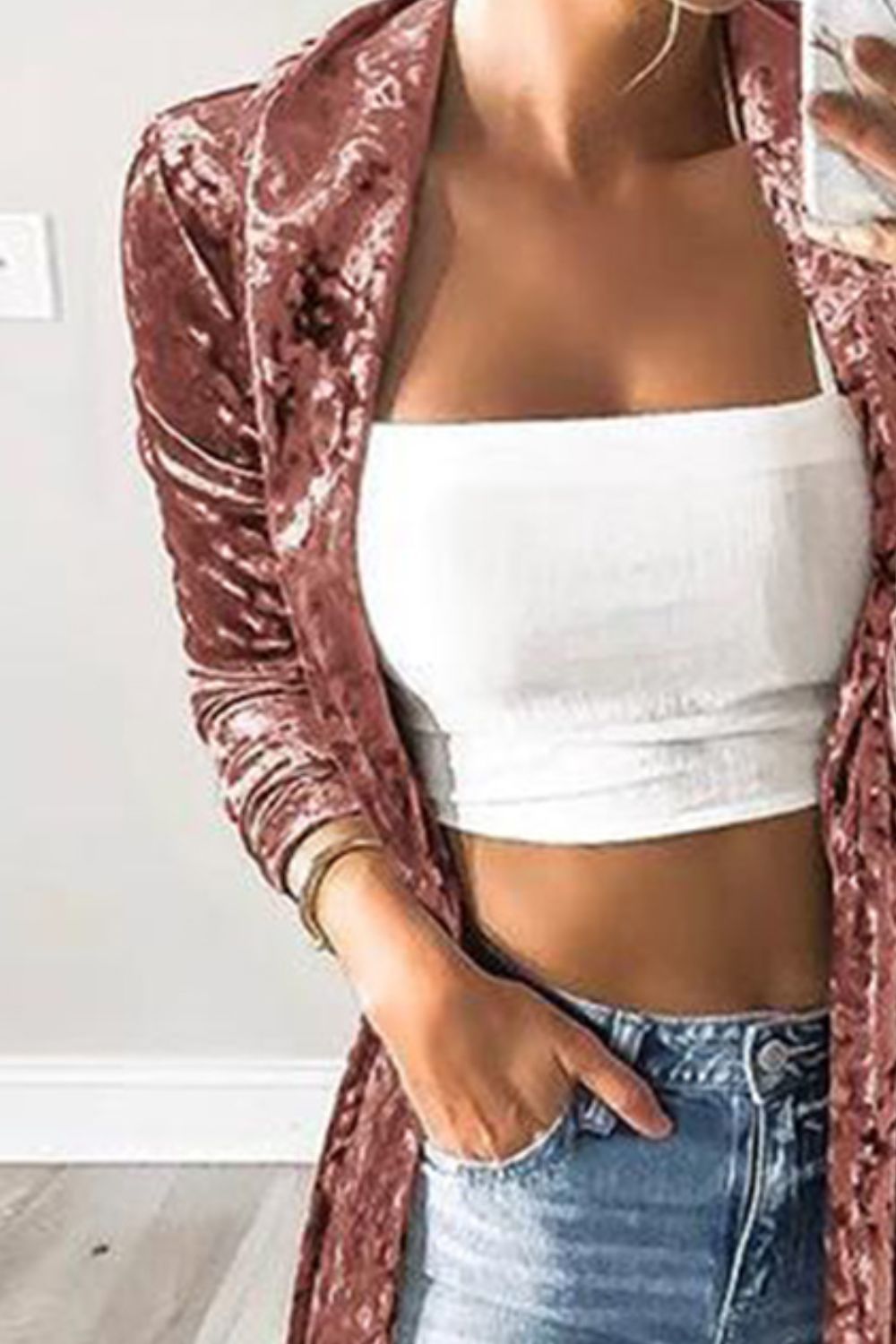 Open Velvet Cardigan
