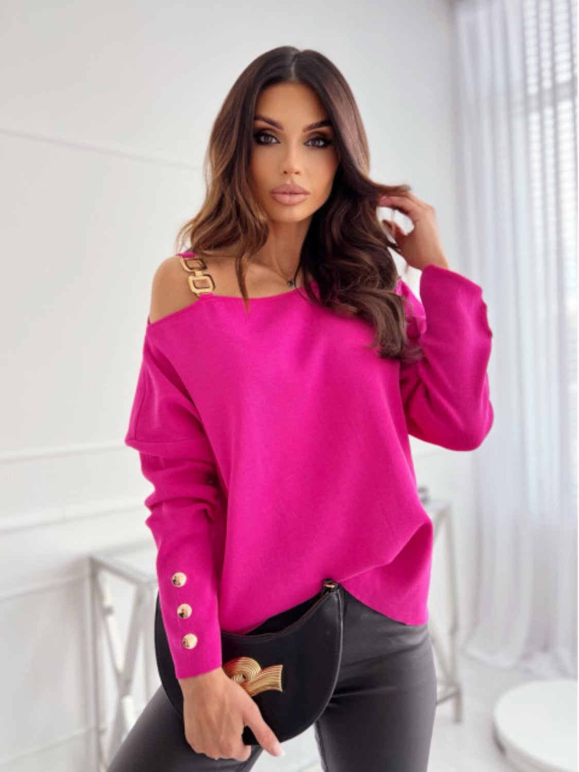 Off Shoulder Buttoned Top