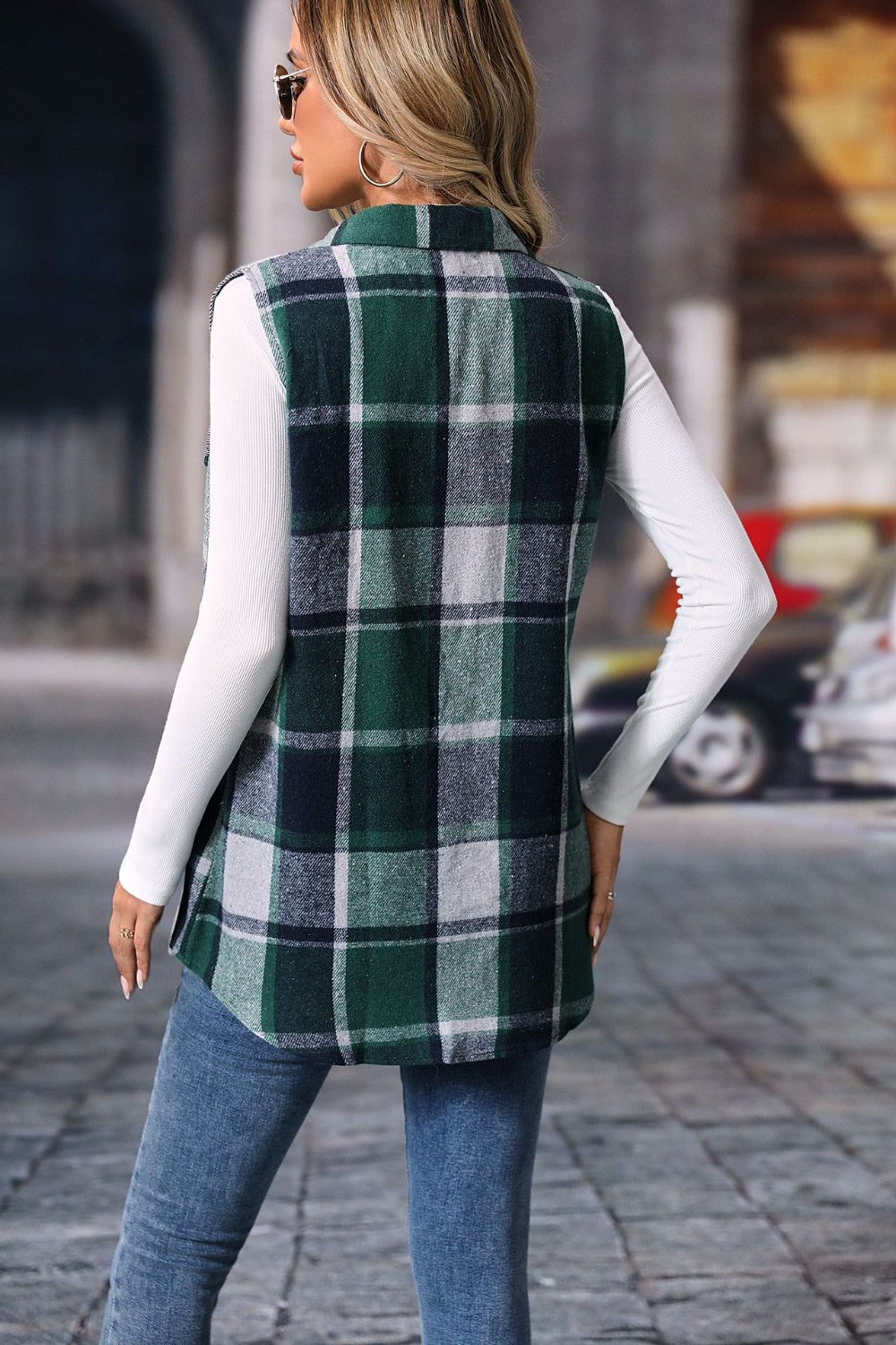 Plaid Button Up Vest
