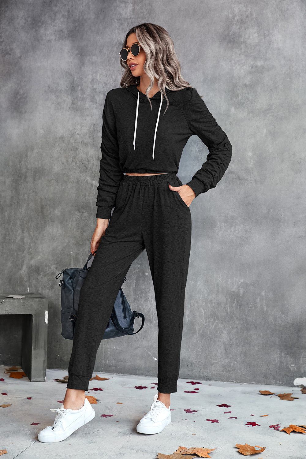 Ruched Hoodie & Joggers Set