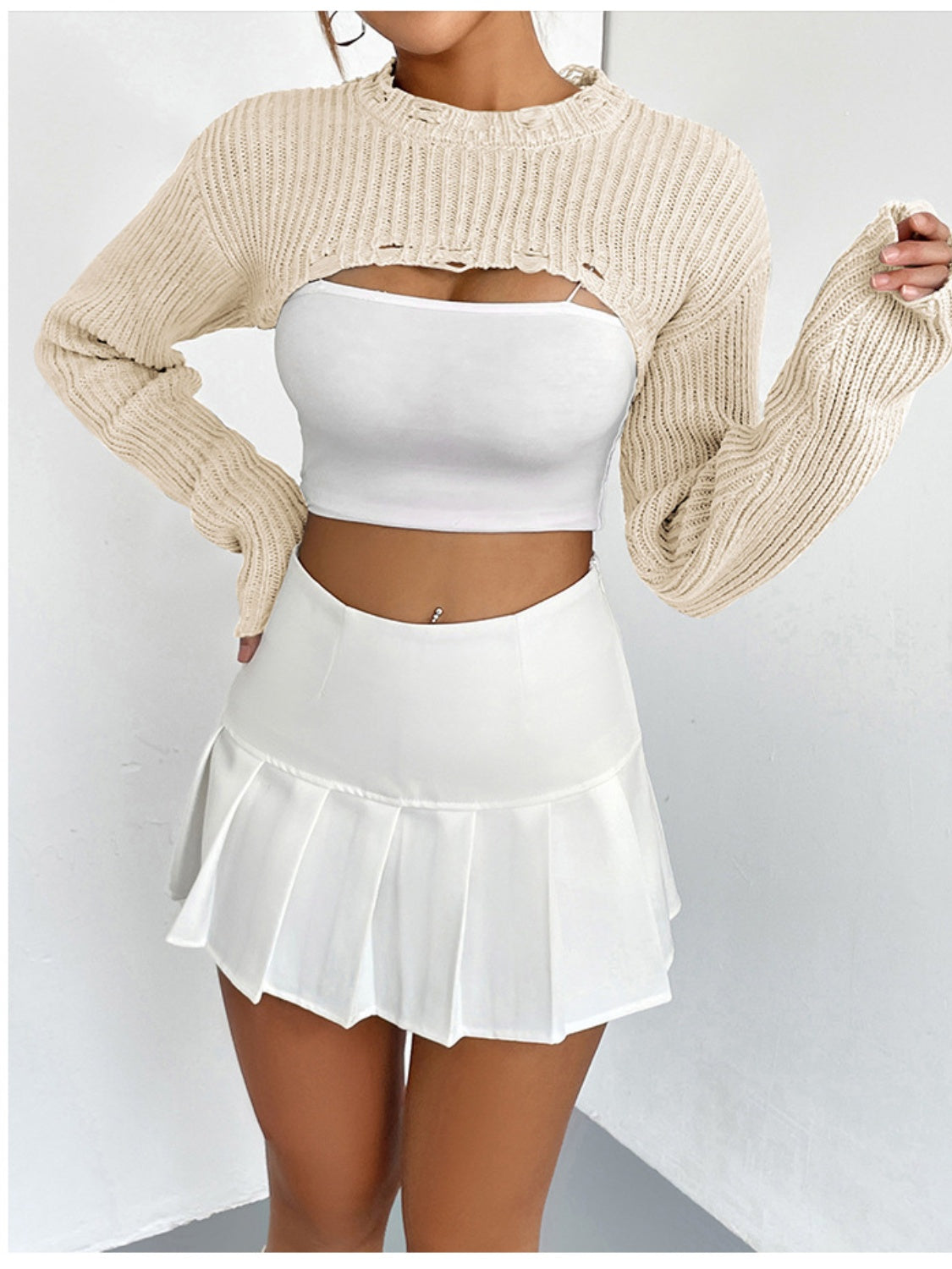 Distressed Cropped Sweater
